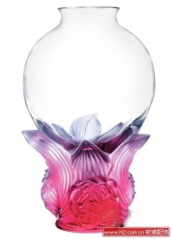 法国水晶Lalique牡丹花瓶